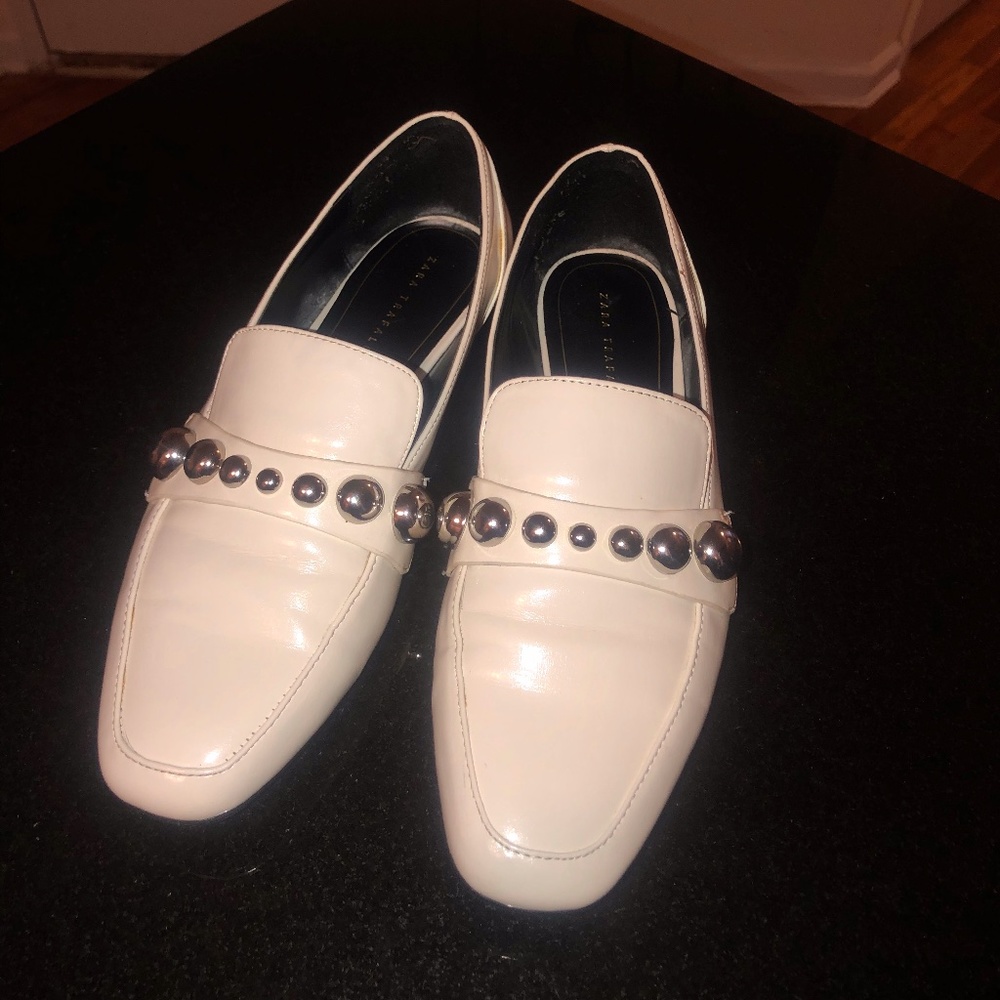 Zara Studded Patent Loafers